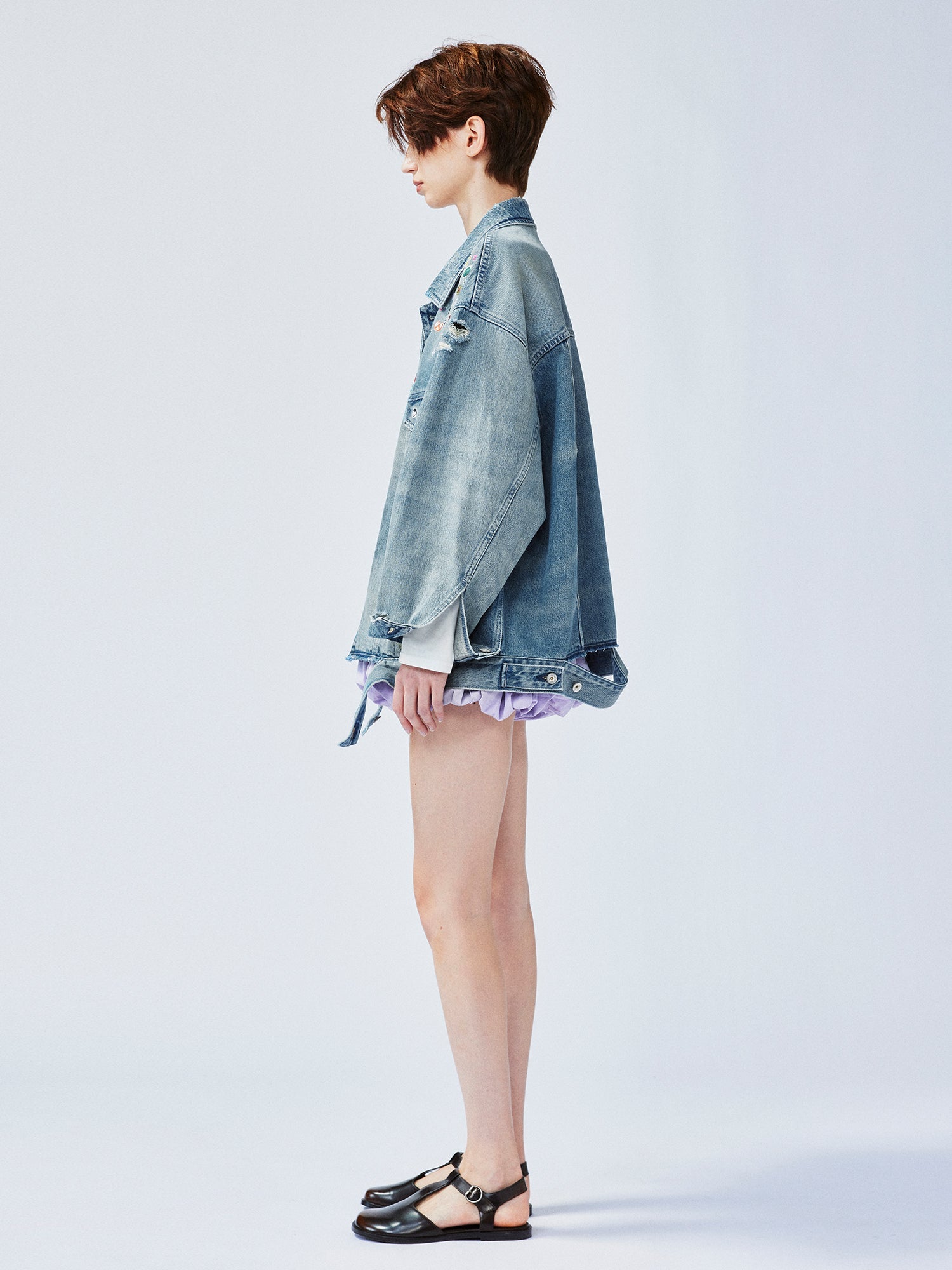 Playful sticker patch denim jacket