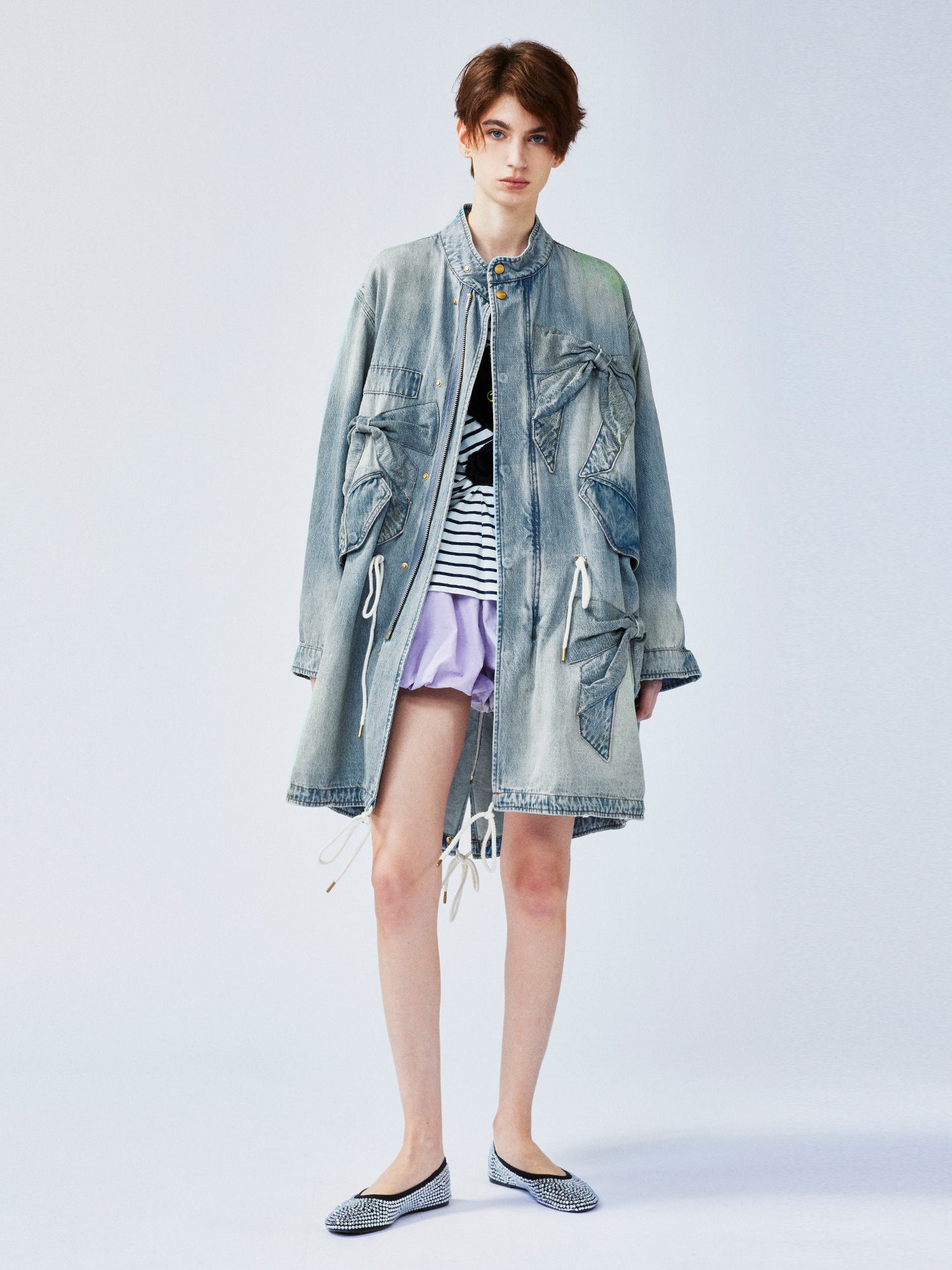 Bow parka denim jacket