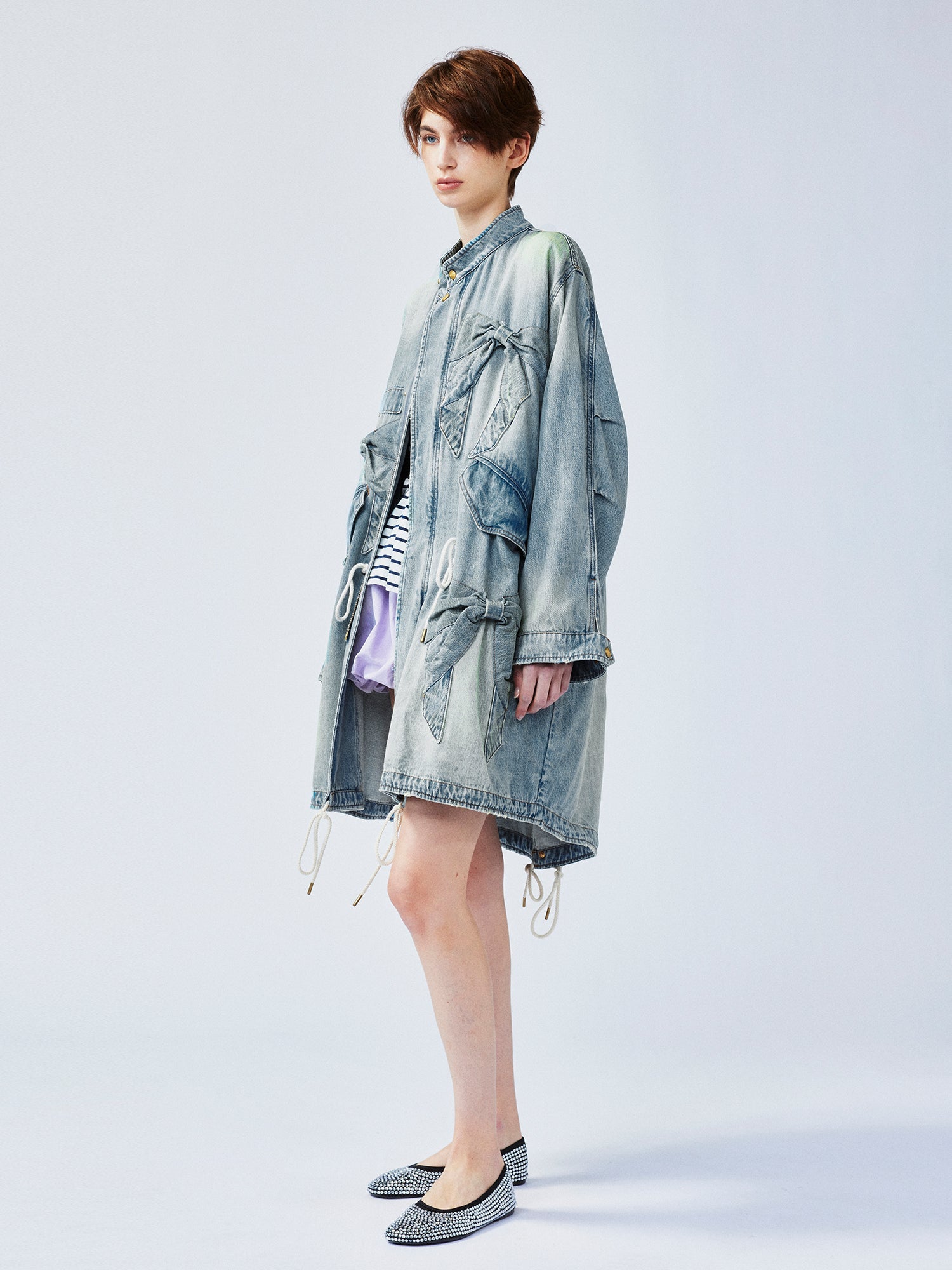 Bow parka denim jacket