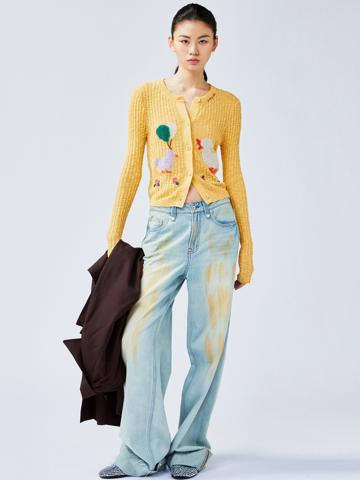 "Playful duck" wool cardigan