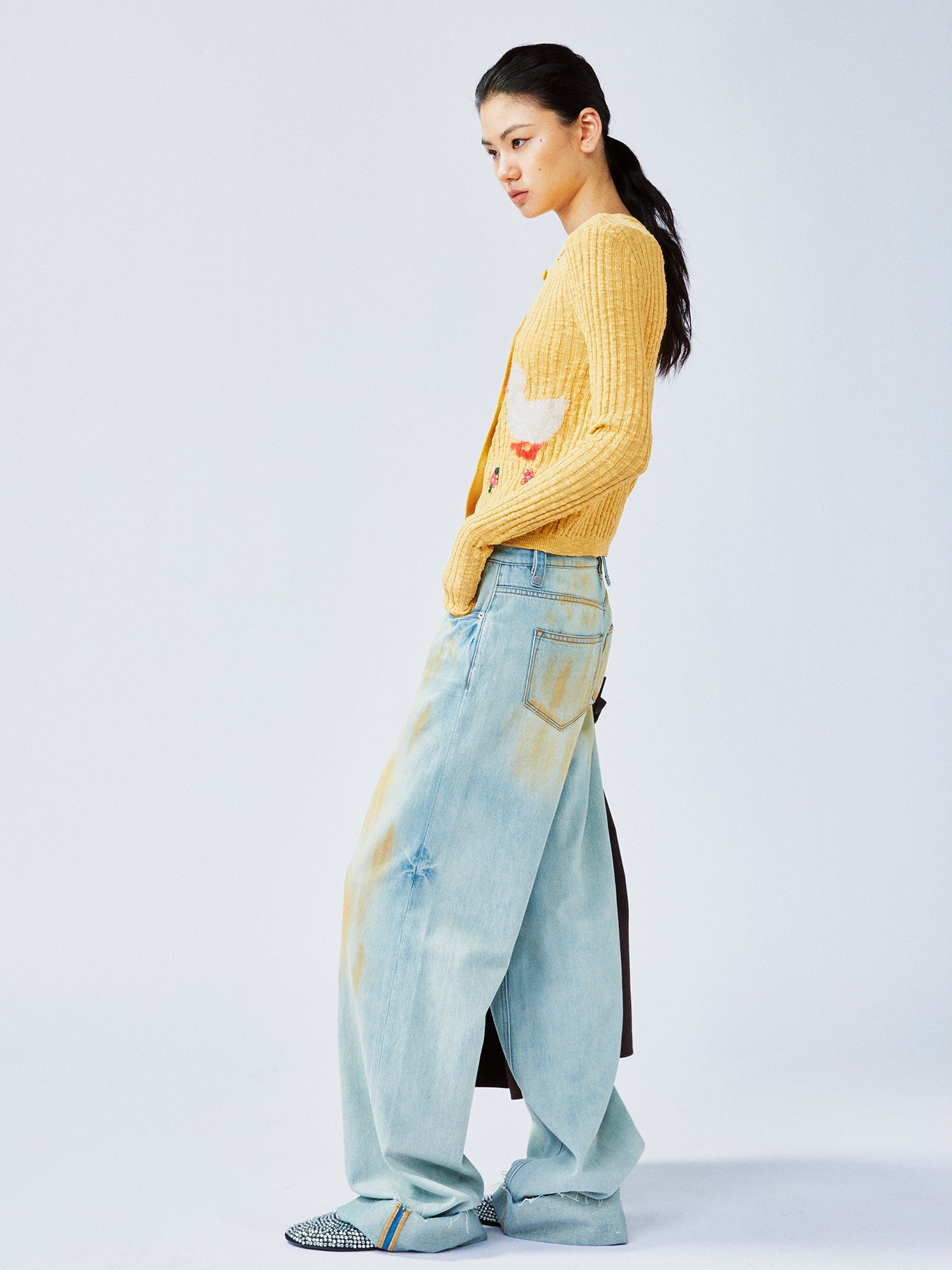 "Playful duck" wool cardigan