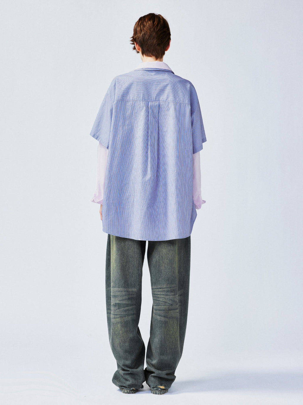 Pink-Blue contrast layered shirt
