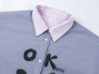 Pink-Blue contrast layered shirt
