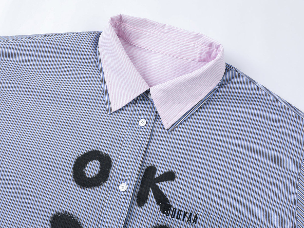Pink-Blue contrast layered shirt