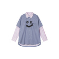 Pink-Blue contrast layered shirt