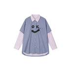 Pink-Blue contrast layered shirt