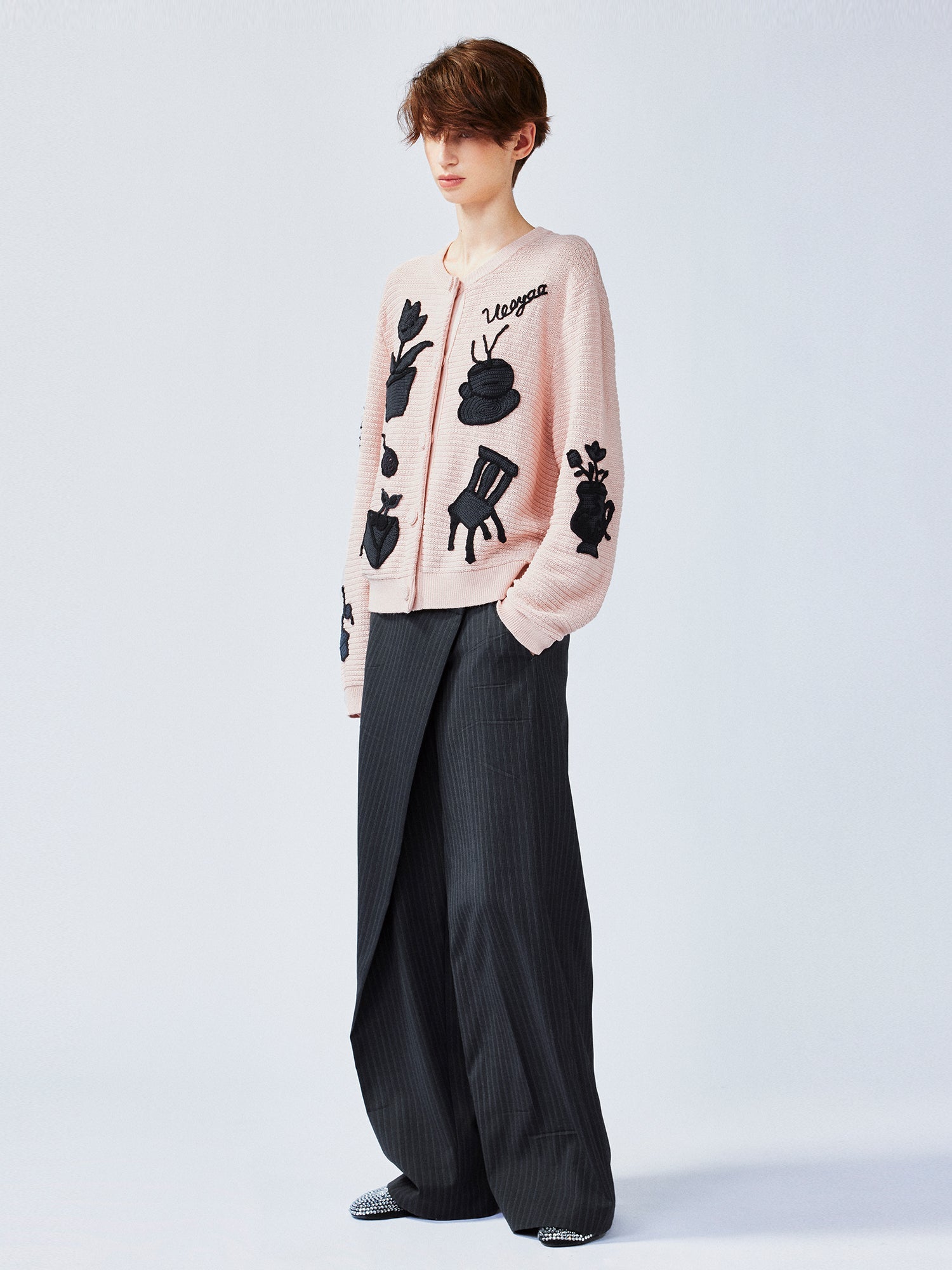 Garden silhouette handcrafted wool cardigan