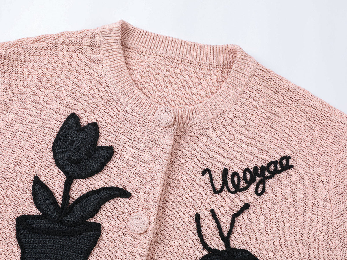 Garden silhouette handcrafted wool cardigan