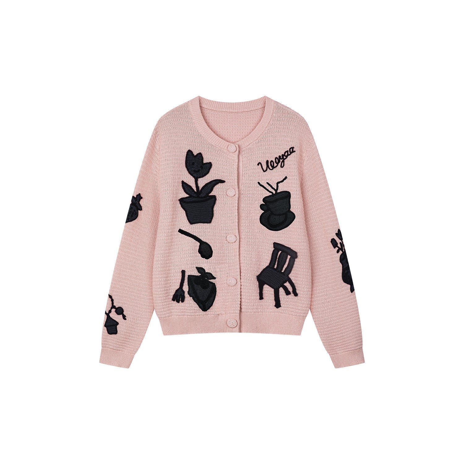 Garden silhouette handcrafted wool cardigan