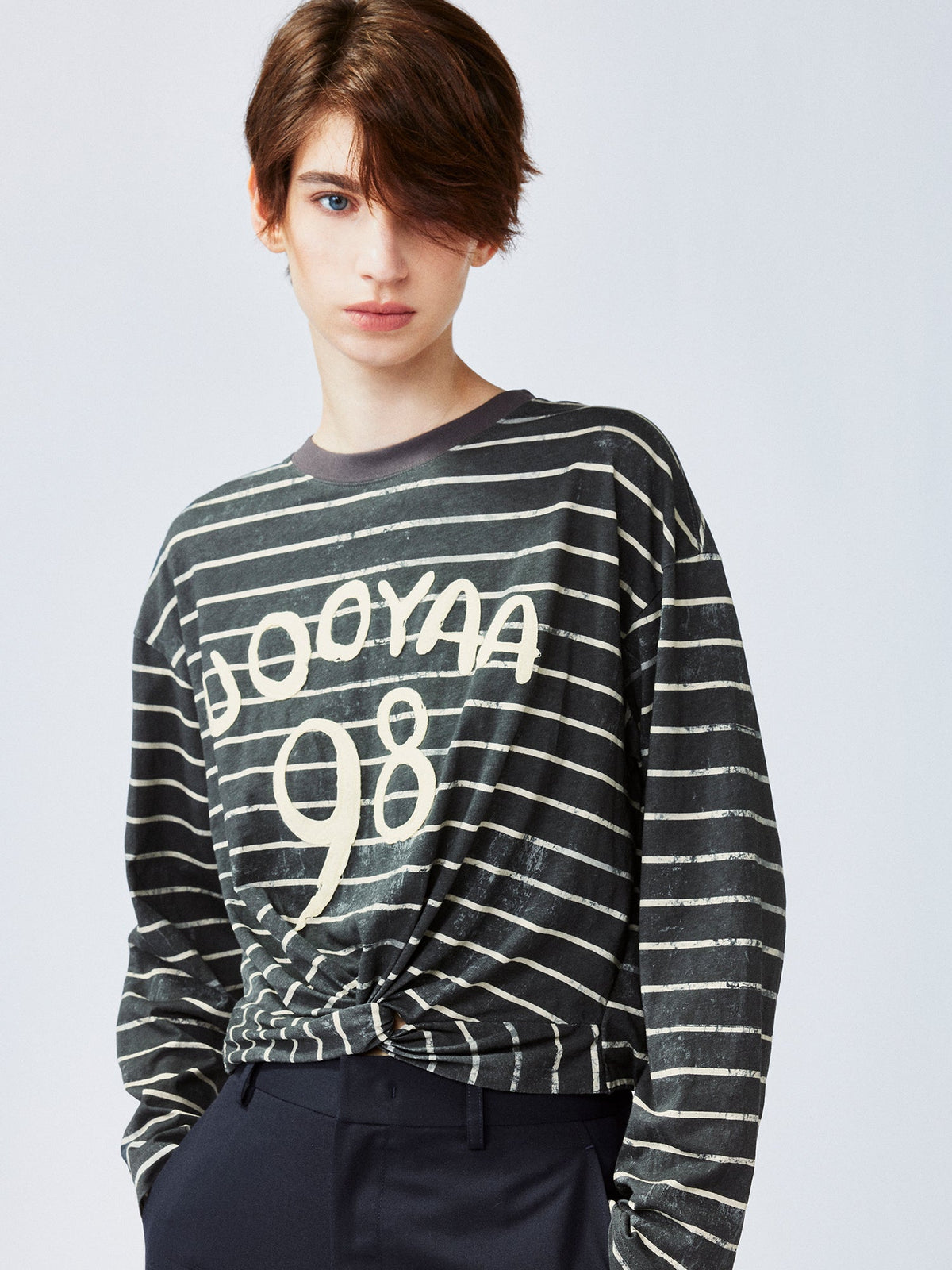 Twisted knot striped T-shirt