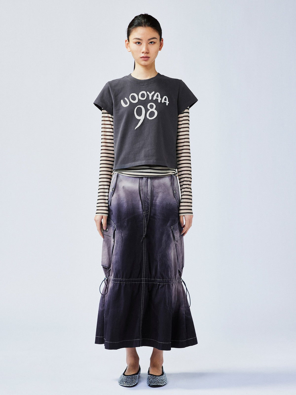 Hand-drawn style "98" UOOYAA logo genuine two-piece T-shirt