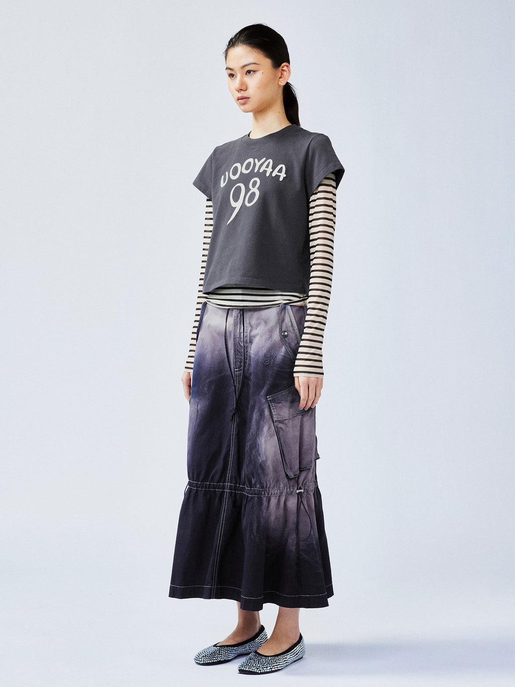 Hand-drawn style "98" UOOYAA logo genuine two-piece T-shirt