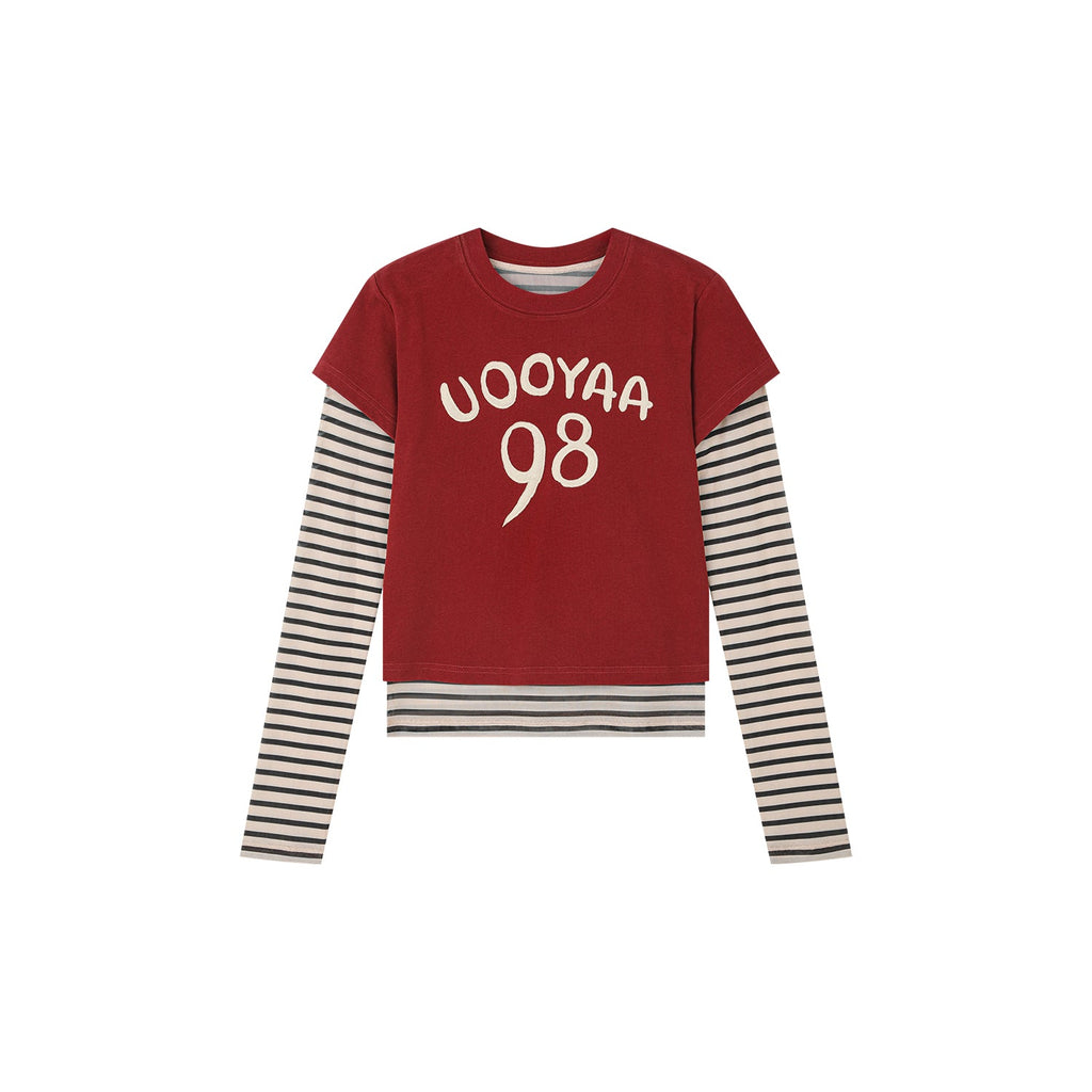 Hand-drawn style "98" UOOYAA logo genuine two-piece T-shirt