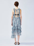 Romantic wallpaper floral suspender dress