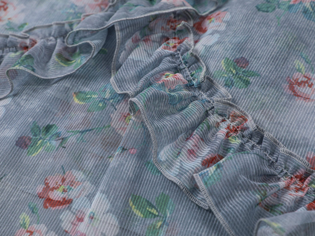 Romantic wallpaper floral suspender dress