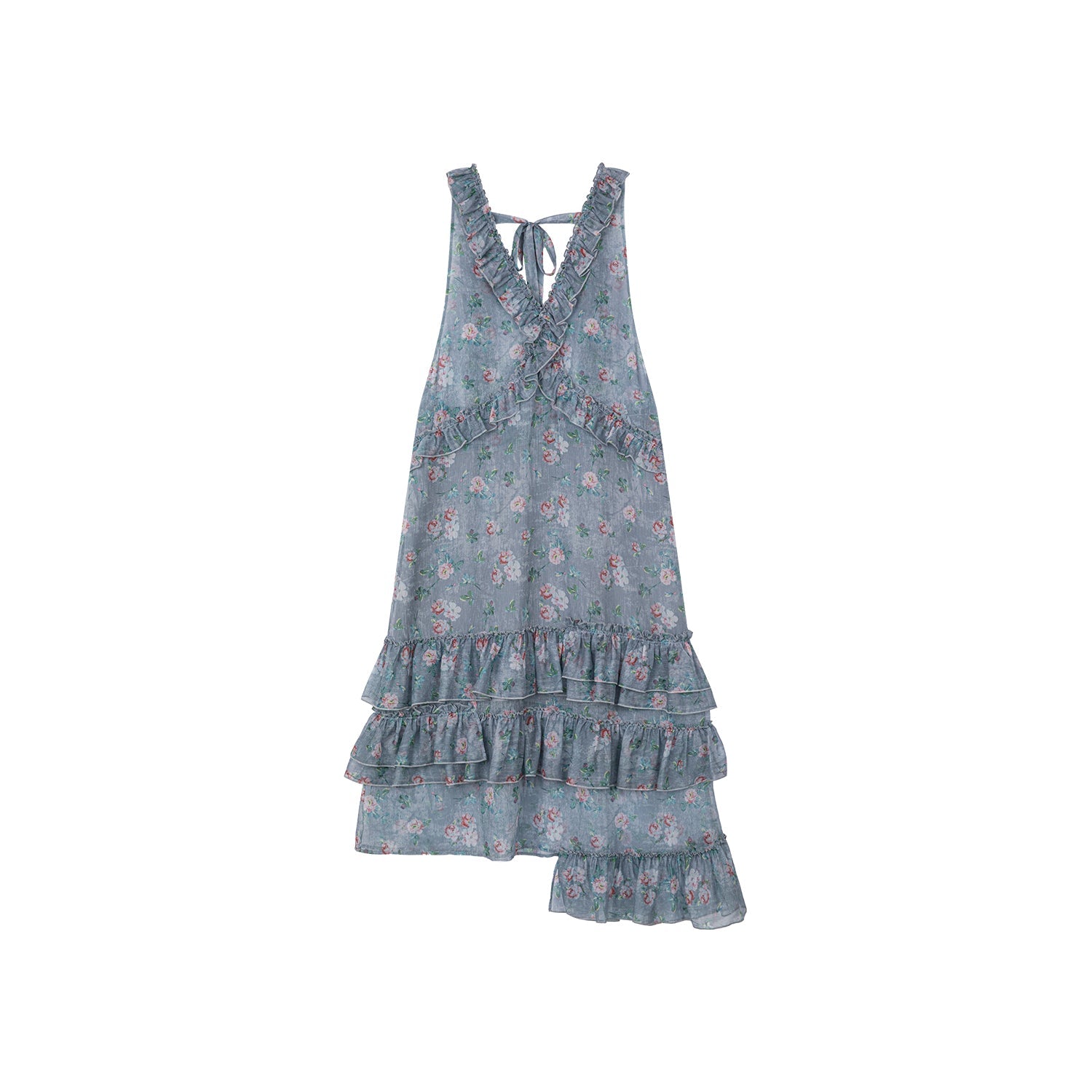 Romantic wallpaper floral suspender dress