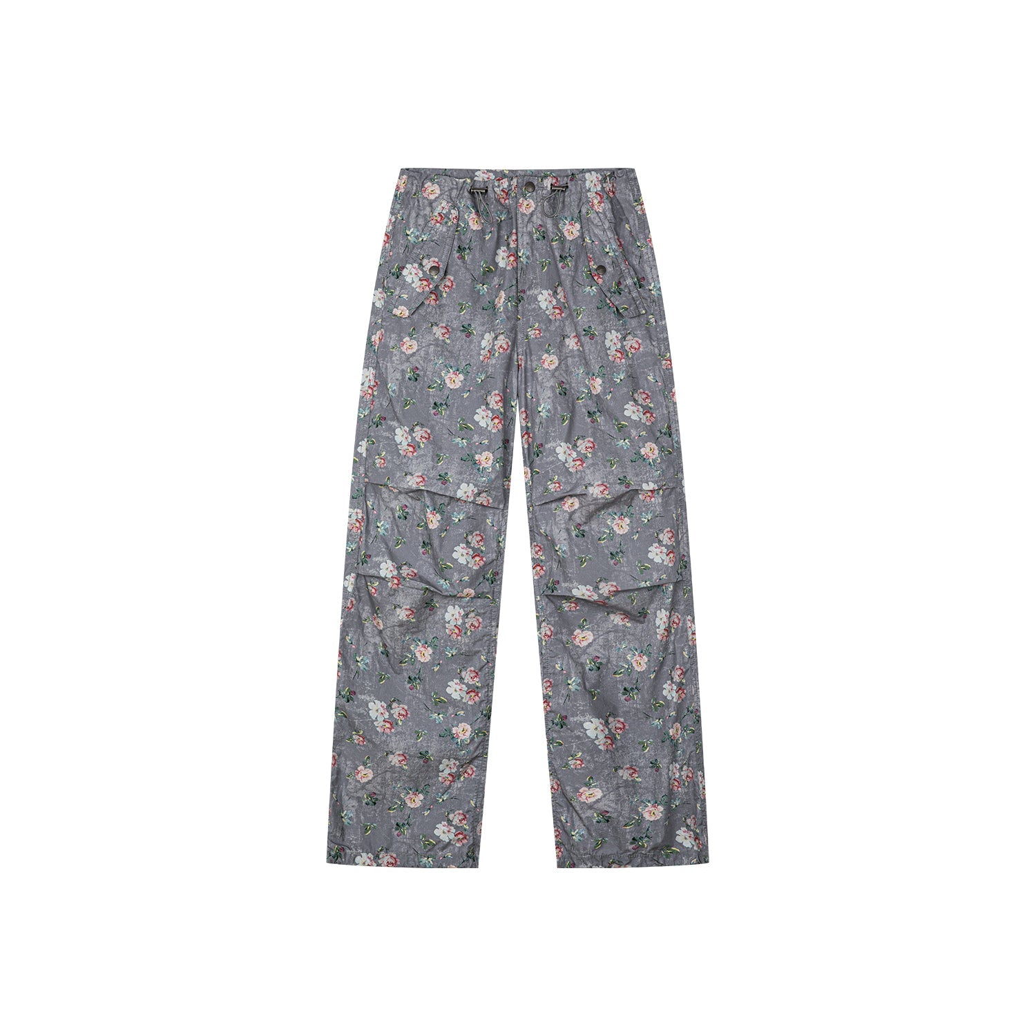 Romantic wallpaper floral utility pants