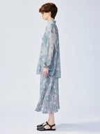 Romantic wallpaper floral pleated skirt
