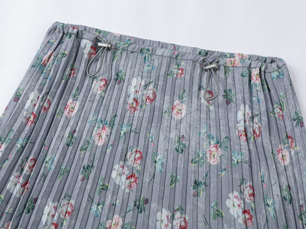 Romantic wallpaper floral pleated skirt