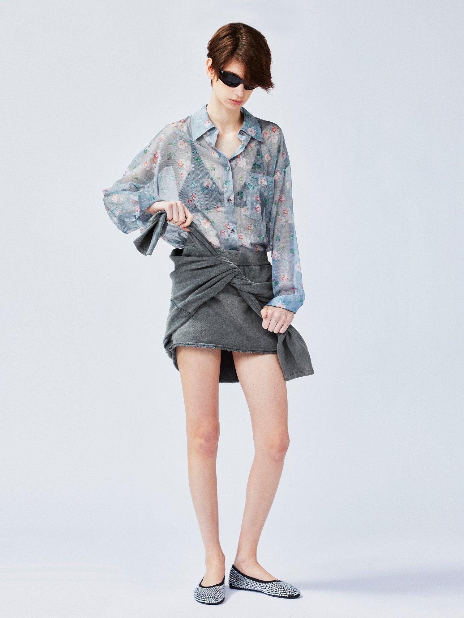 Waist-Tied sweatshirt skirt