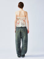 Vintage distressed wallpaper floral lace camisole
