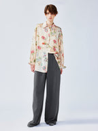Vintage distressed wallpaper floral shirt