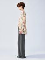 Vintage distressed wallpaper floral shirt