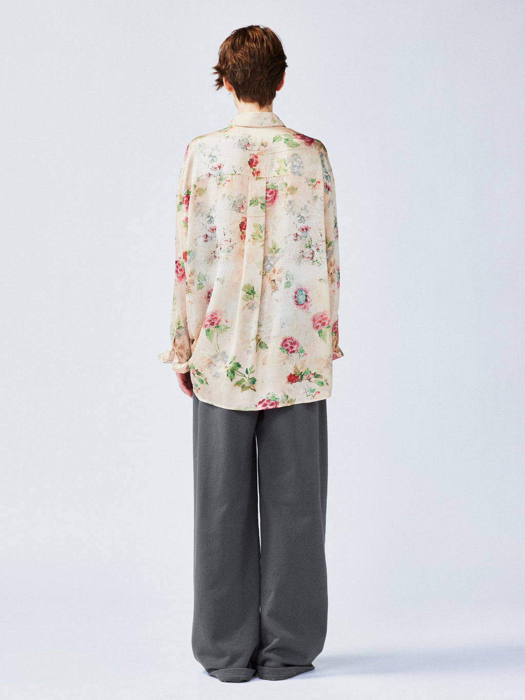Vintage distressed wallpaper floral shirt