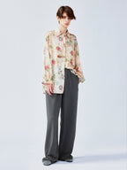 Vintage distressed wallpaper floral shirt