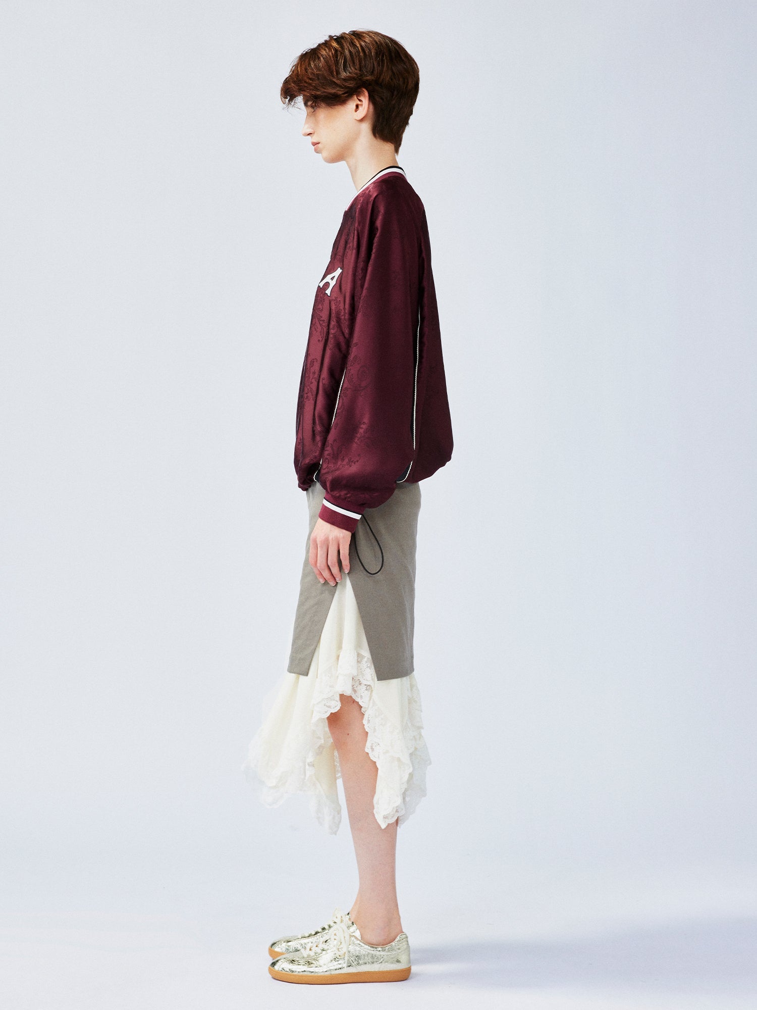 Satin jacquard sports pullover