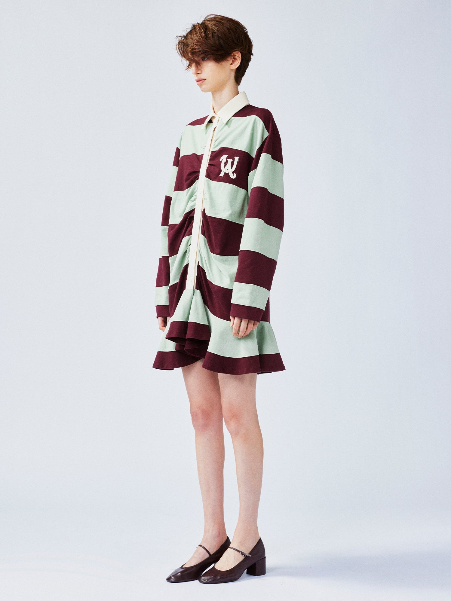 Striped polo pleated dress