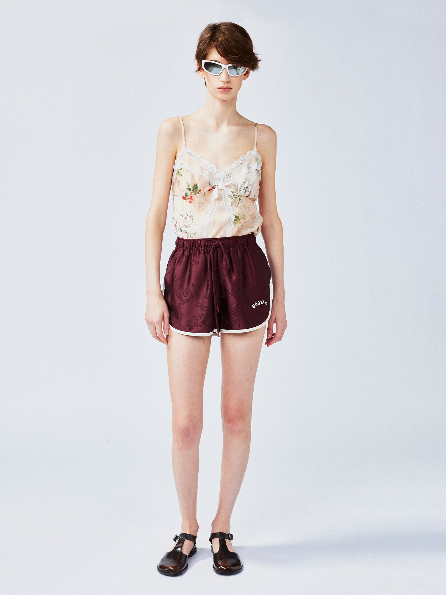 Satin jacquard sports shorts