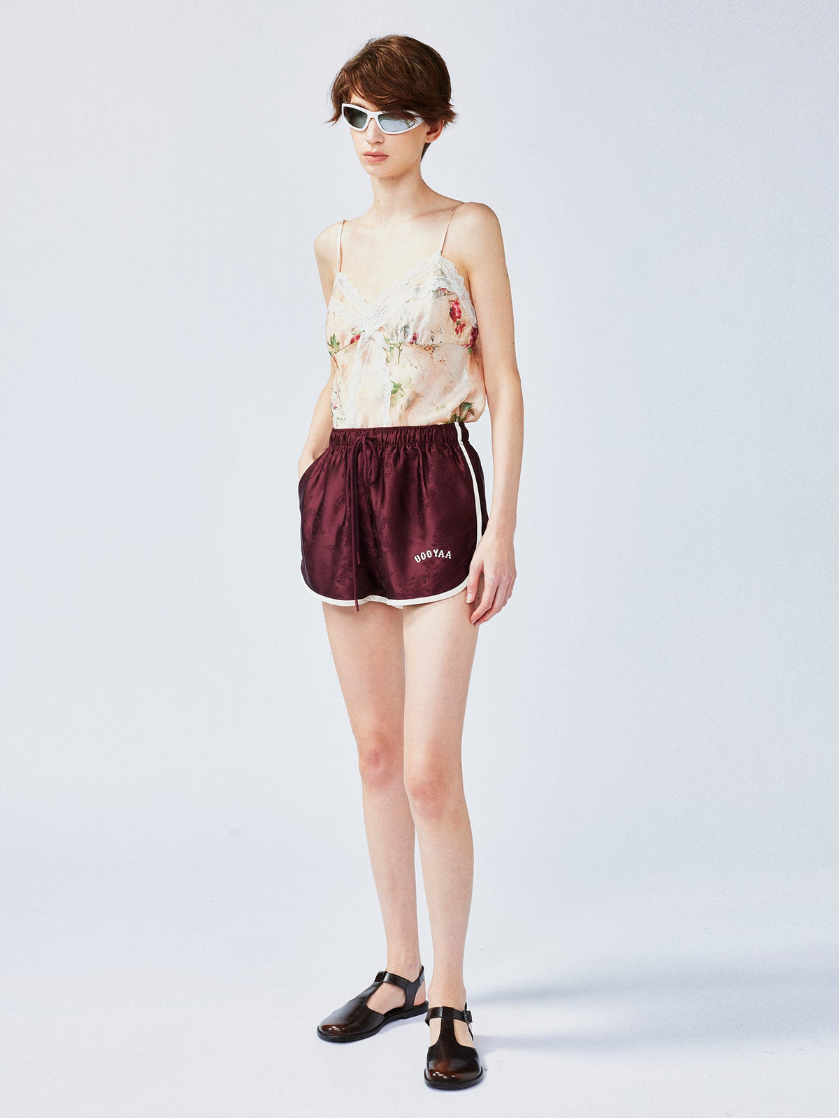 Satin jacquard sports shorts