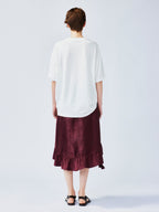Satin jacquard draped skirt