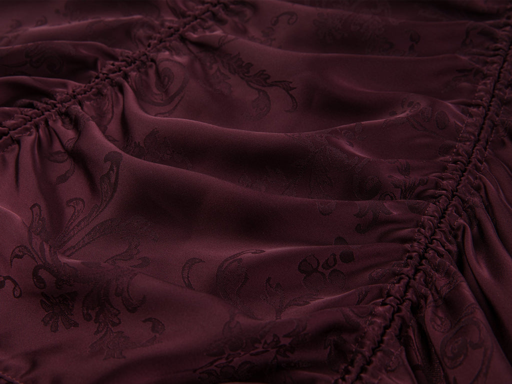 Satin jacquard draped skirt