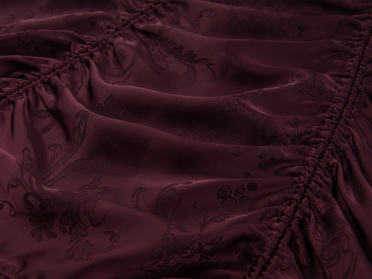Satin jacquard draped skirt