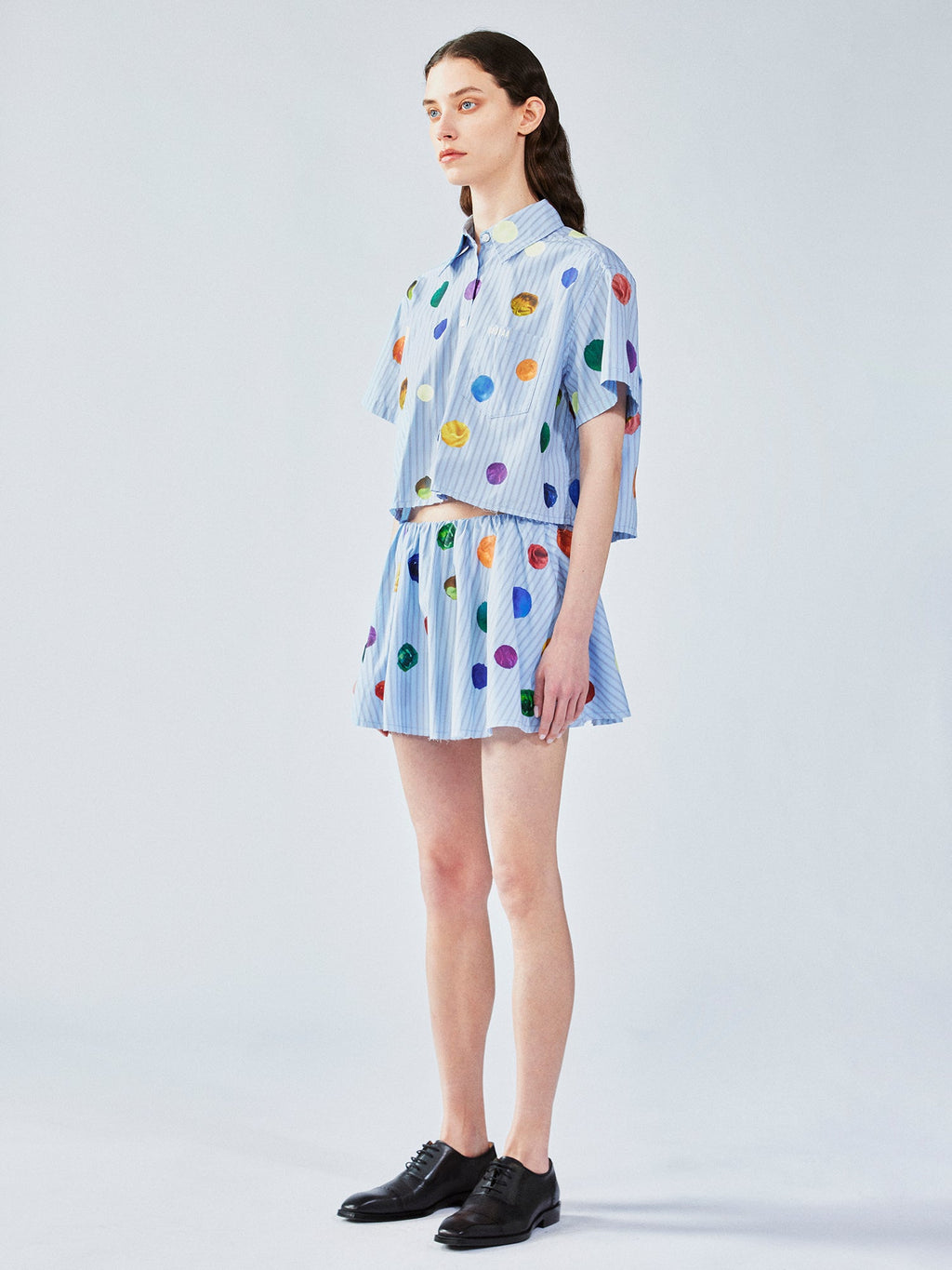 Painterly polka dot shirt