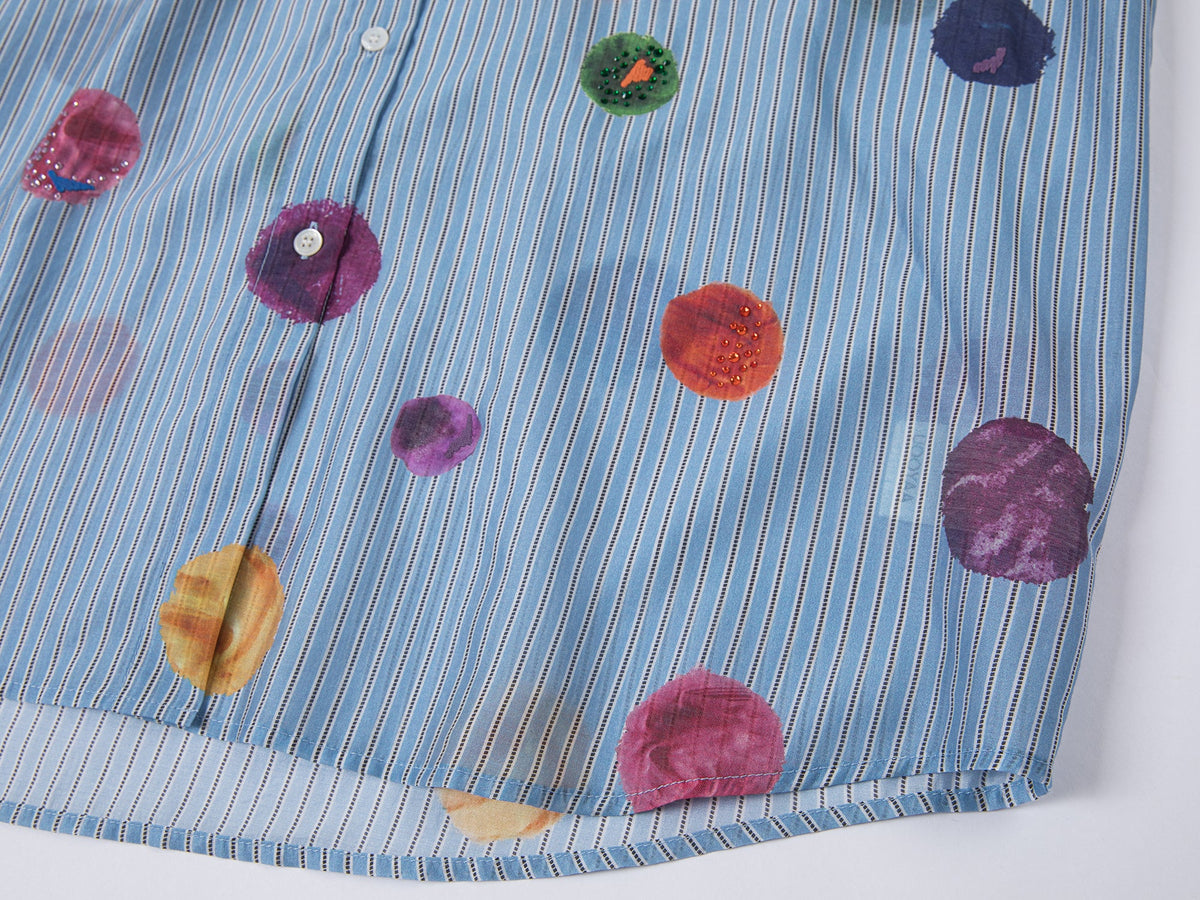 Painterly polka dot hooded shirt