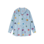 Painterly polka dot hooded shirt