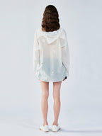 Embroidered cutout hooded shirt