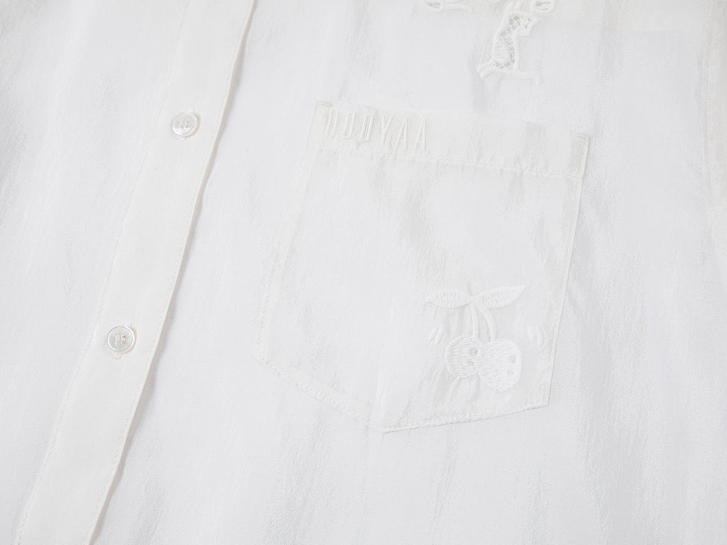 Embroidered cutout hooded shirt