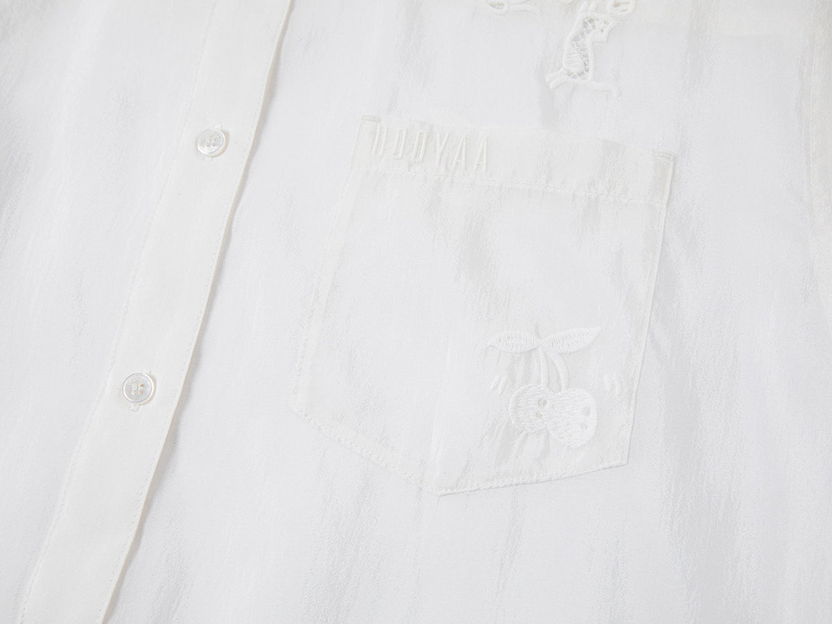 Embroidered cutout hooded shirt