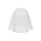 Embroidered cutout hooded shirt