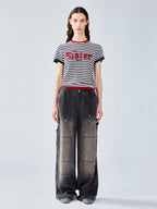 Nautical stripe knit T-shirt