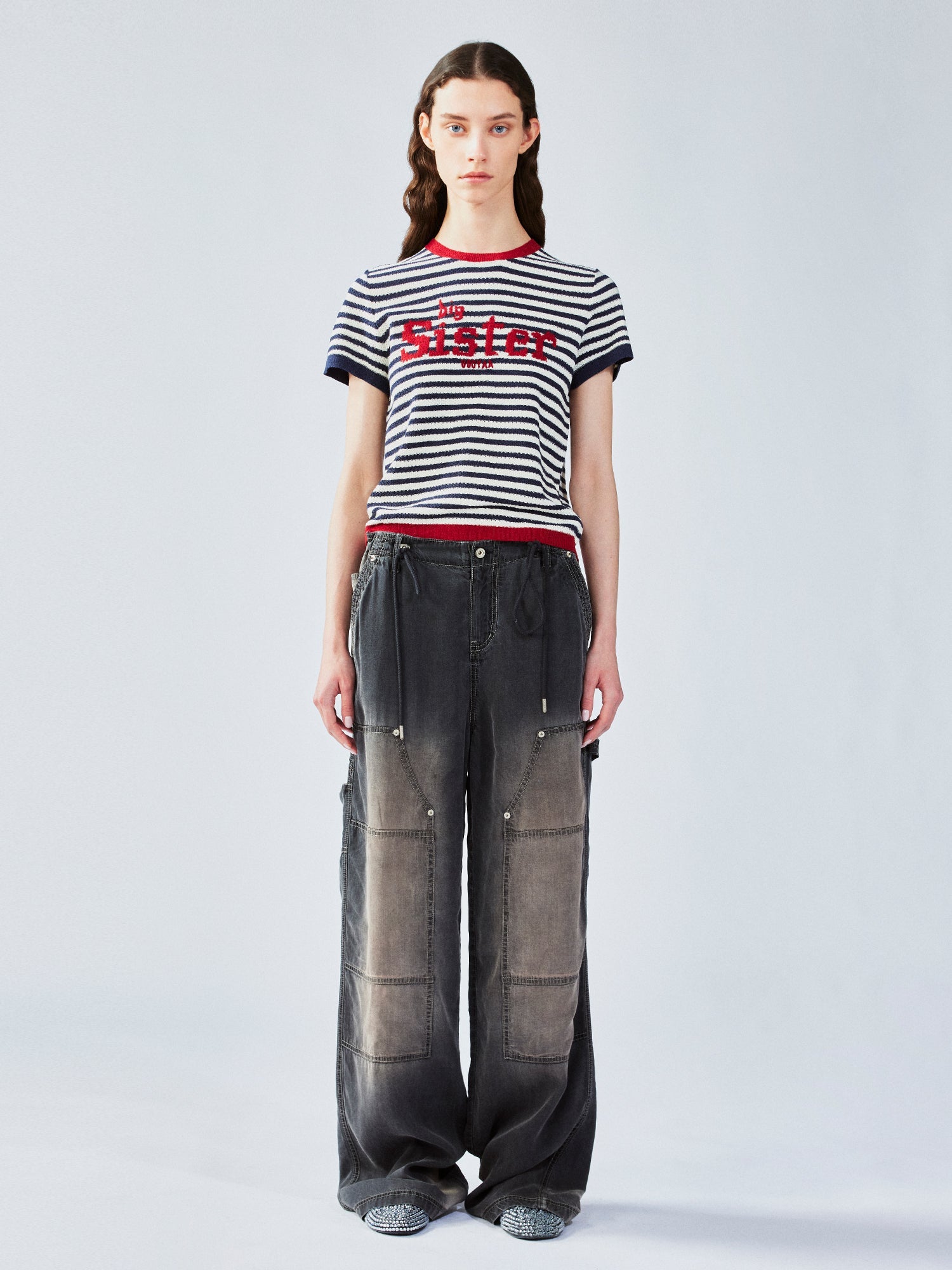 Nautical stripe knit T-shirt