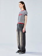 Nautical stripe knit T-shirt