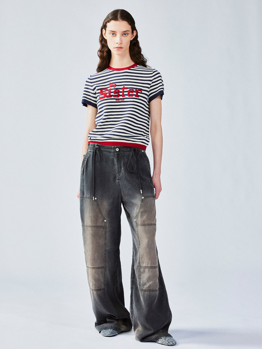 Nautical stripe knit T-shirt