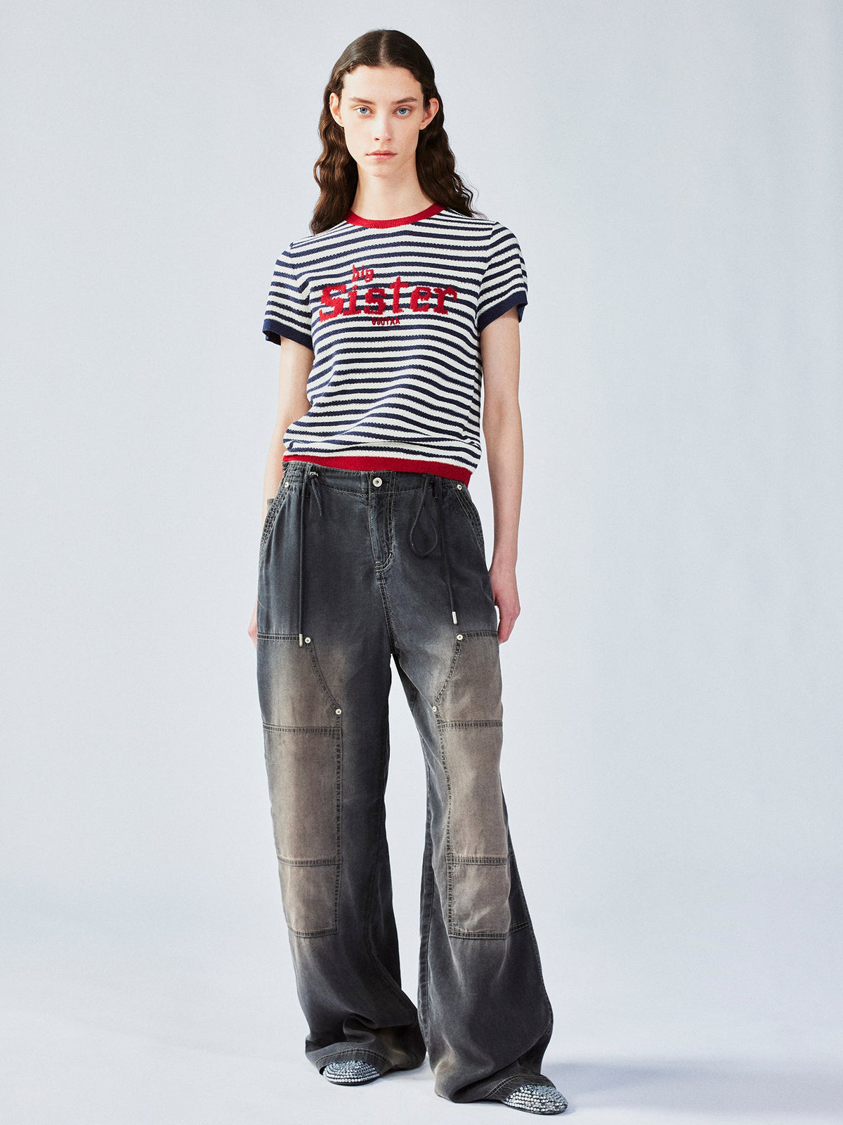 Nautical stripe knit T-shirt