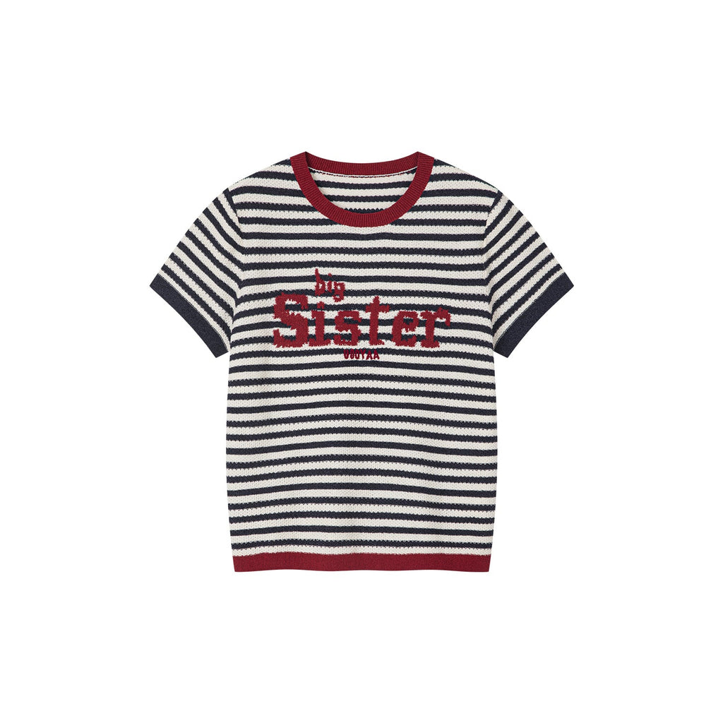 Nautical stripe knit T-shirt