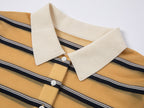 Striped polo knit T-shirt (yellow)